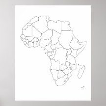 Afrika Karta-kontur Poster
