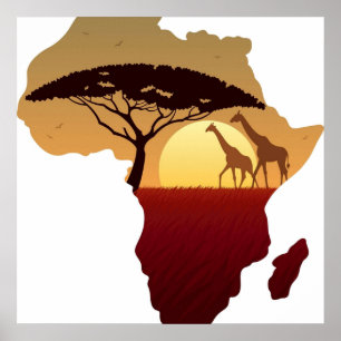 Afrika Karta liggande Poster