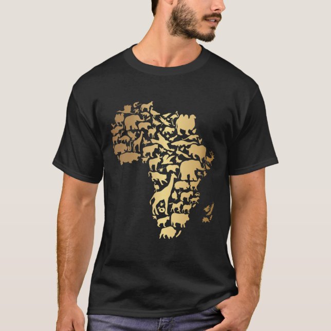 Afrika Karta med Animals African Continant Melanin T Shirt (Framsida)