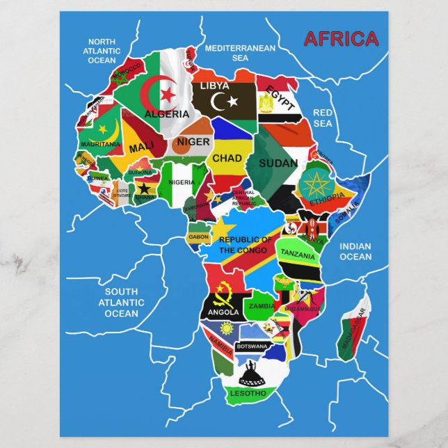 Afrika Karta med flaggor (Framsida)