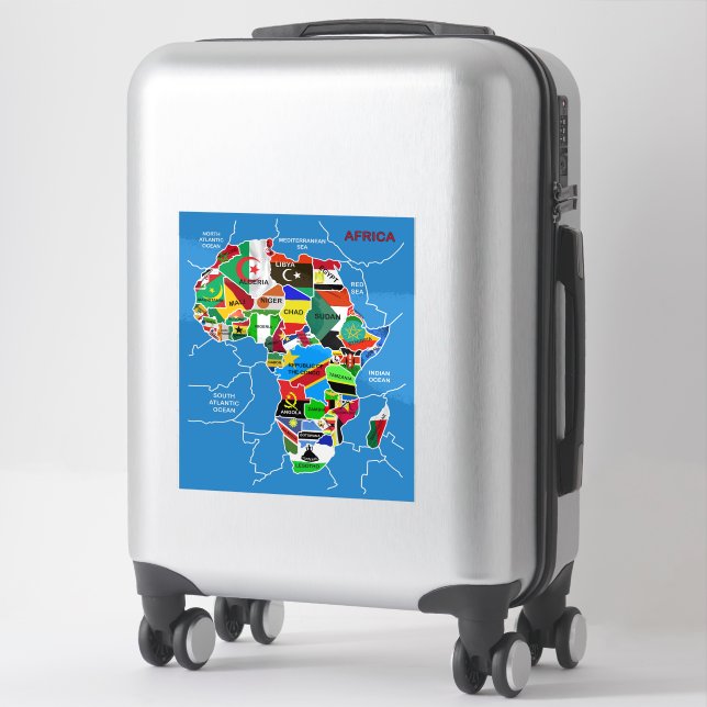 Afrika karta med flaggor klistermärken (Resväska)