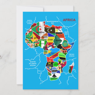 Afrika karta med flaggor-kort inbjudningar