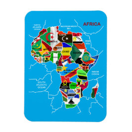 Afrika karta med flaggor magnet