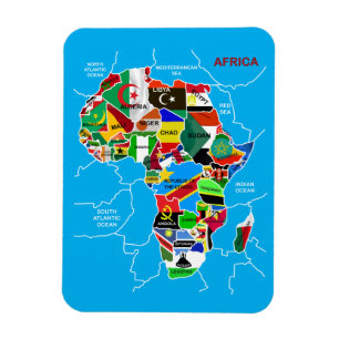 Afrika karta med flaggor magnet