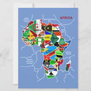 Afrika Karta med flaggor-platta kort