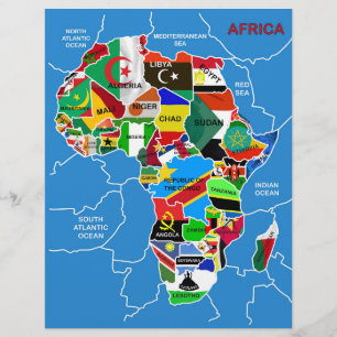 Afrika Karta med flaggor Reklamblad
