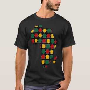 Afrika Karta med Grönt Gult och Röd Färg T Shirt