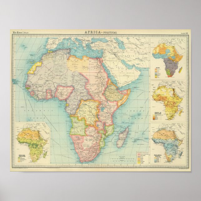 Afrika Karta med sjöfartsrutter Poster (Framsidan)