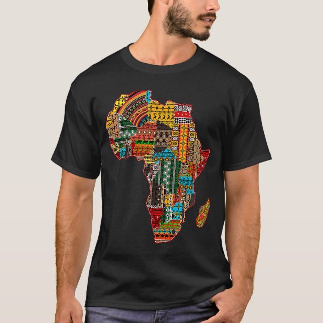 Afrika Karta Namn African Land Afro Melanin T Shirt (Framsida)
