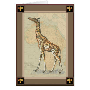 Afrika Karta och Giraffe Hälsningskort