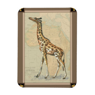 Afrika Karta och Giraffe Magnet