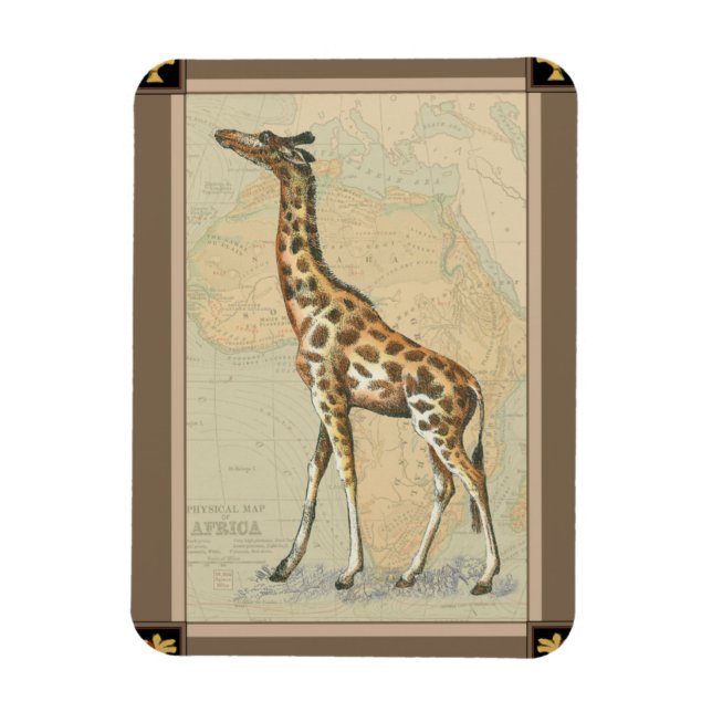 Afrika Karta och Giraffe Magnet (Vertikal)