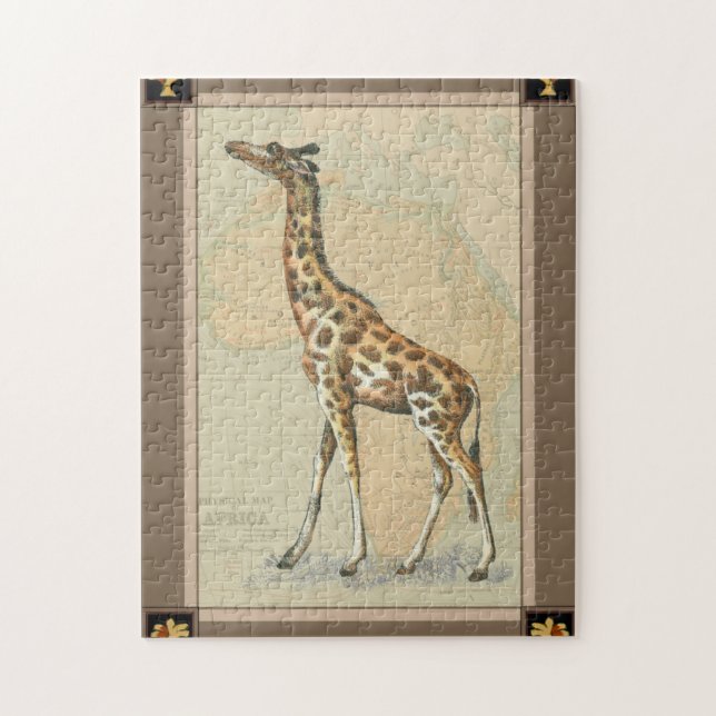 Afrika Karta och Giraffe Pussel (Vertikal)