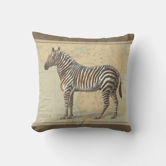 Afrika Karta och Zebra Kudde (Framsida)
