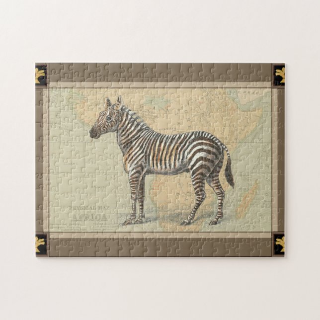 Afrika Karta och Zebra Pussel (Horisontell)