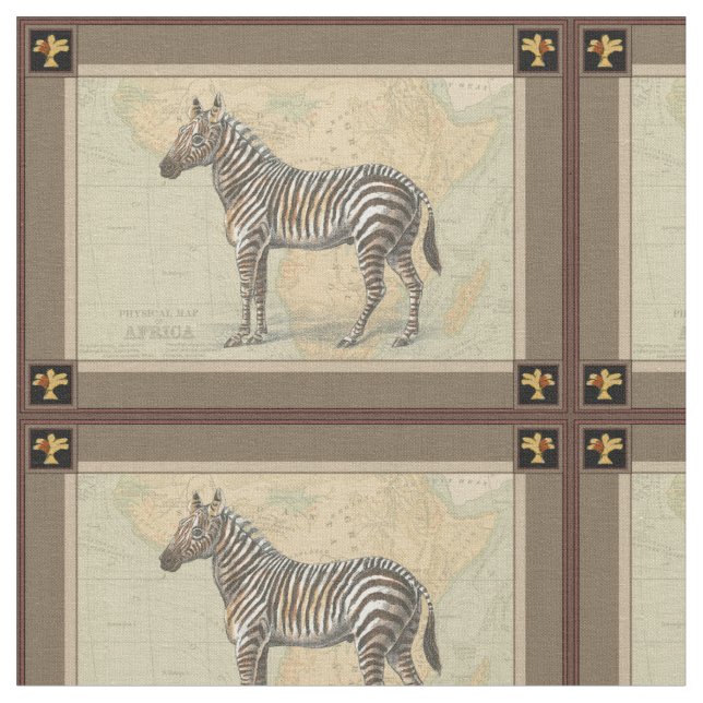 Afrika Karta och Zebra Tyg (Närbild)