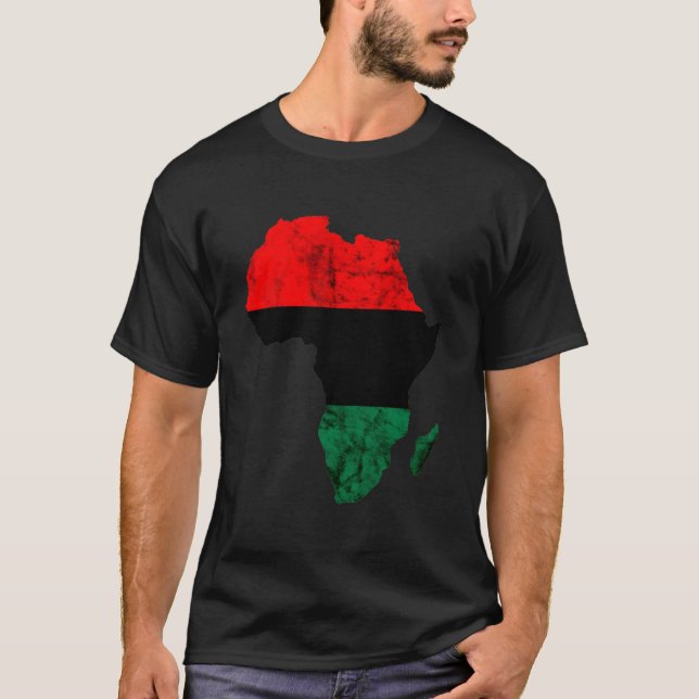 Afrika Karta Pan African Pride Unia Flagga Black L T Shirt (Framsida)