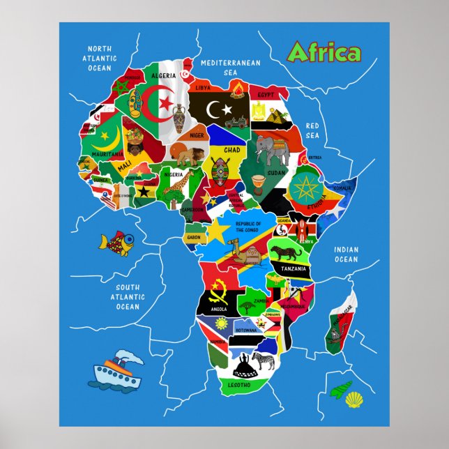Afrika Karta Poster (Framsidan)