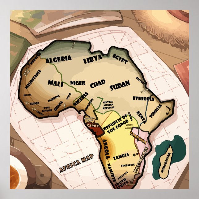 Afrika Karta Poster (Framsidan)