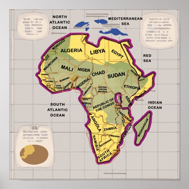 Afrika Karta Poster (Framsidan)