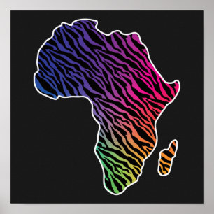 Afrika Karta Pride Zebra mönstrad Poster