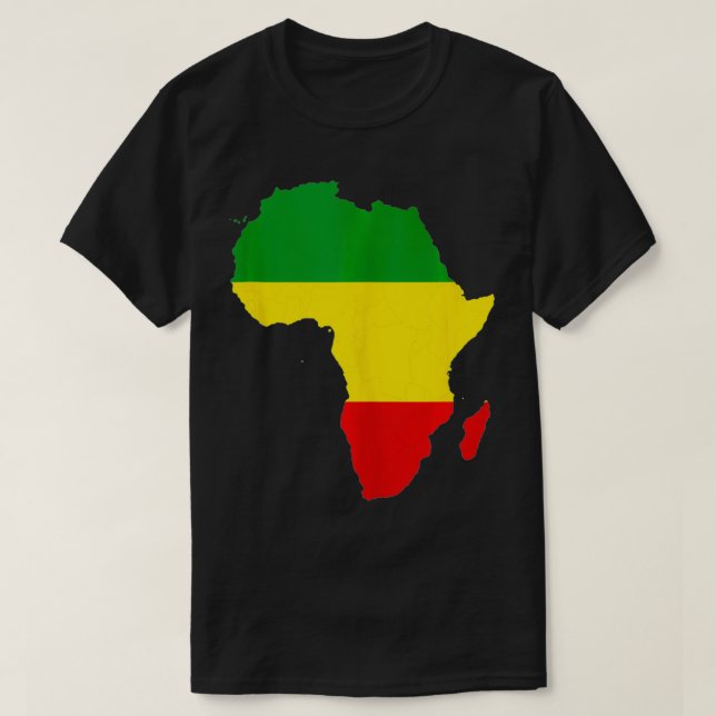 Afrika Karta Red Gult Grönt Reggae Rasta Gift T Shirt (Design framsida)