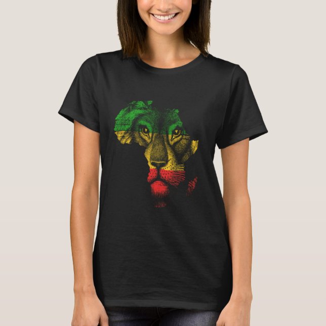 Afrika Karta Reggae Rasta Grönt Gult Red Afrika pr T Shirt (Framsida)