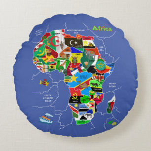 Afrika Karta Rund Kudde