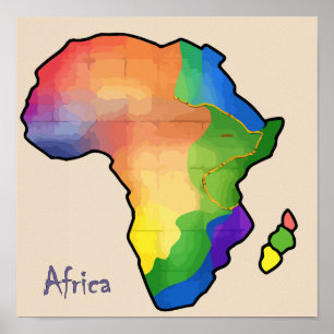 Afrika Karta Skriv ut, Poster Pappert (projektions