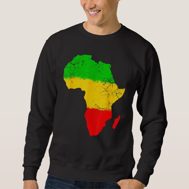 Afrika Karta Svarta Historien Månad Afro Afrikan S Lång Ärmad Tröja (Framsida)