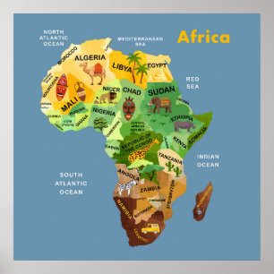 Afrika Karta-teckning Poster
