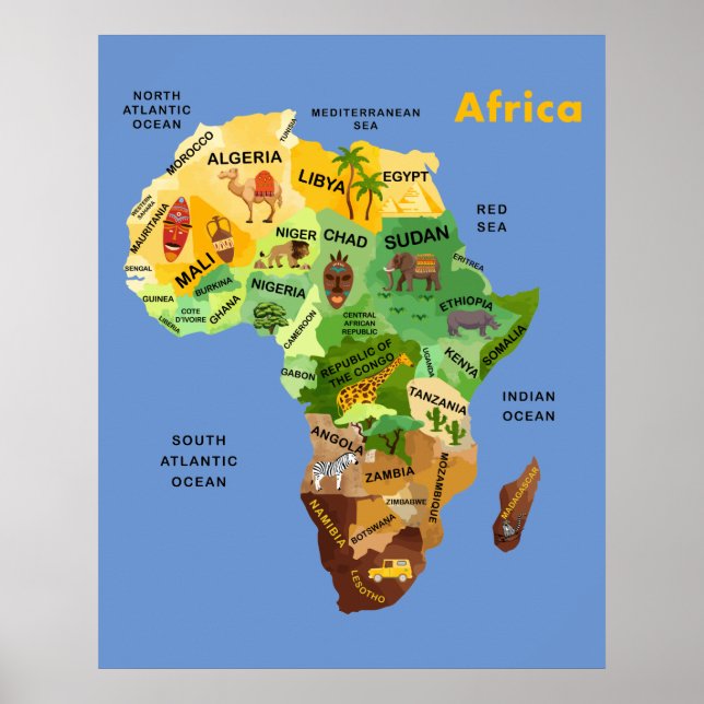 Afrika Karta-teckningar Poster (Framsidan)