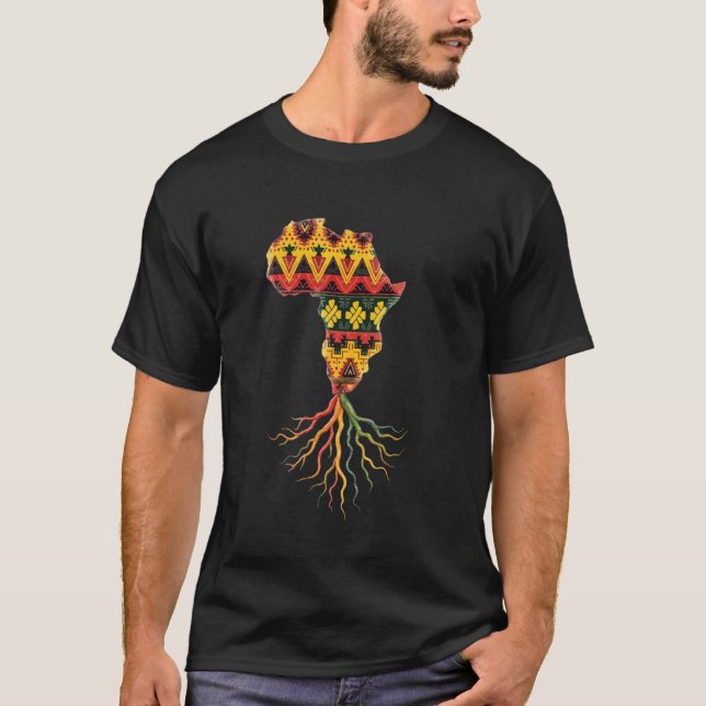 Afrika Karta - Traditional Kente Trasa - African R T Shirt (Framsida)