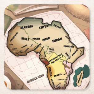 Afrika Karta Underlägg Papper Kvadrat