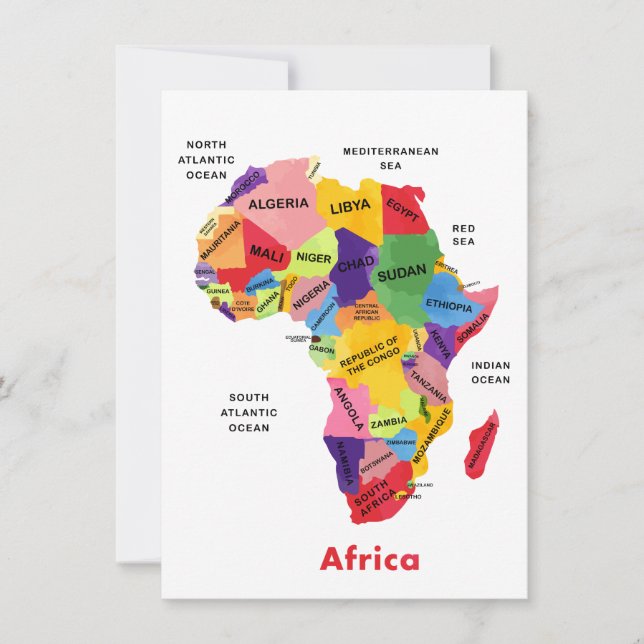Afrika karta vattenfärg inbjudningar (Framsida)