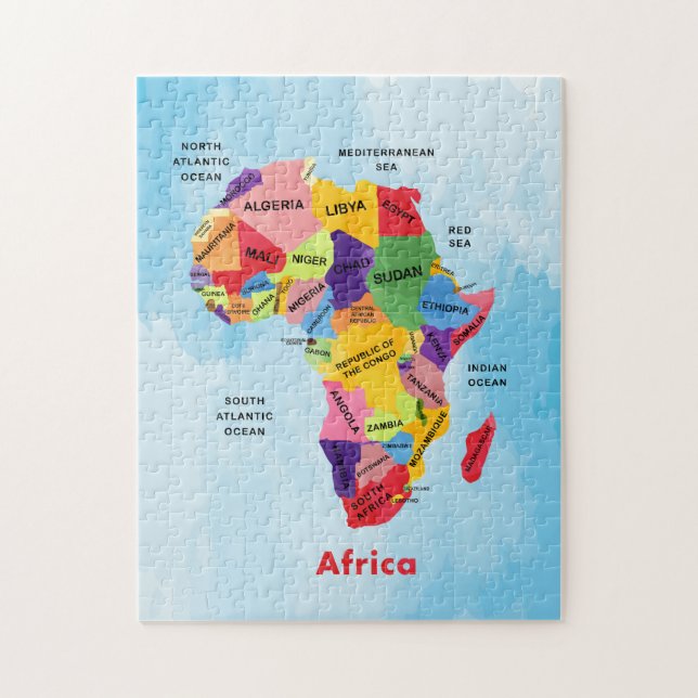 Afrika Karta vattenfärgspussel Pussel (Vertikal)