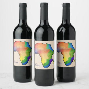 Afrika Karta Vinflaska Etikett