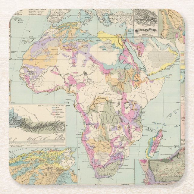 Afrika - kartbokkarta av afrikan underlägg papper kvadrat (Framsidan)