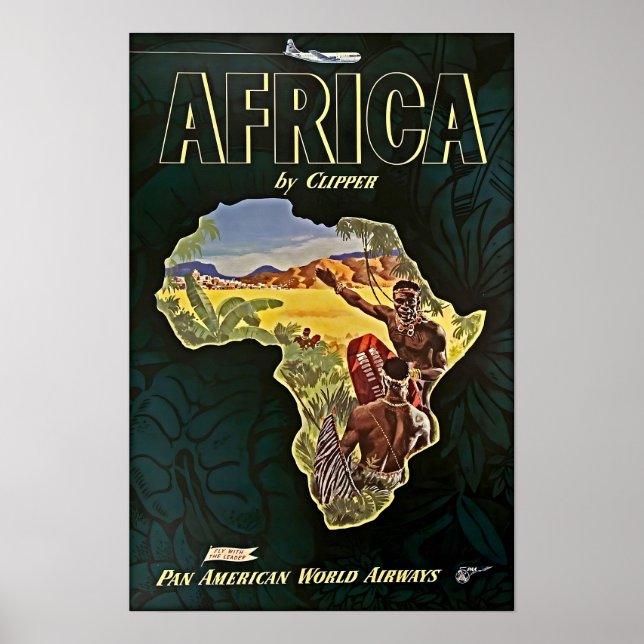 Afrika Kartkonst Afrikanskt Tryck Pan Am Resa Affi (Framsidan)