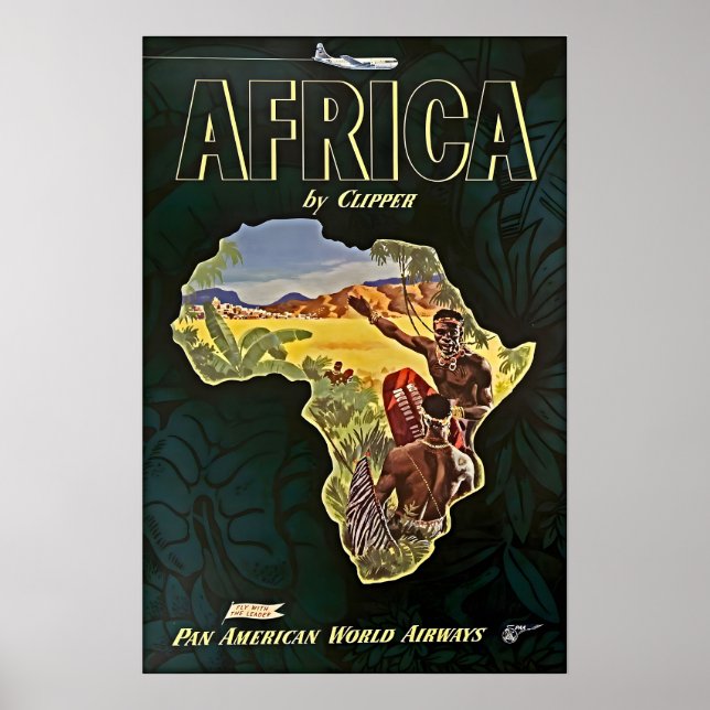 Afrika Kartkonst Afrikanskt tryck Pan Am Resa Pos (Framsidan)