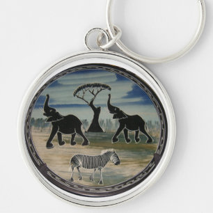 Afrika Kenya Benice Elegant Wildlife Rund Silverfärgad Nyckelring