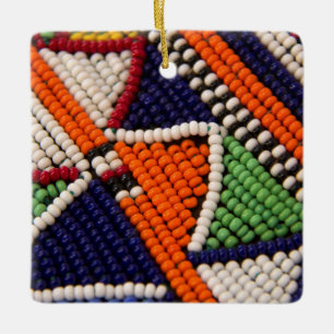 Afrika, Kenya. Maasai Tribal Pärlor Julgransprydnad Keramik