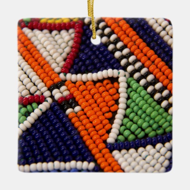 Afrika, Kenya. Maasai Tribal Pärlor Julgransprydnad Keramik (Framsida)