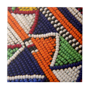 Afrika, Kenya. Maasai Tribal Pärlor Kakelplatta