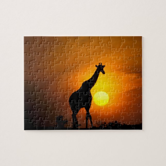Afrika, Kenya, Masai Mara. Giraff (Giraffa Pussel (Horisontell)