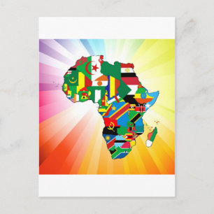 Afrika Kontinent Flagga Karta 2 Vykort