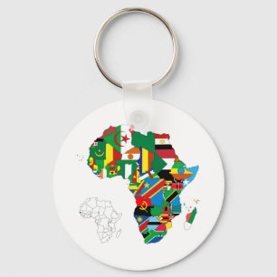 Afrika Kontinent Flagga Karta Nyckelring