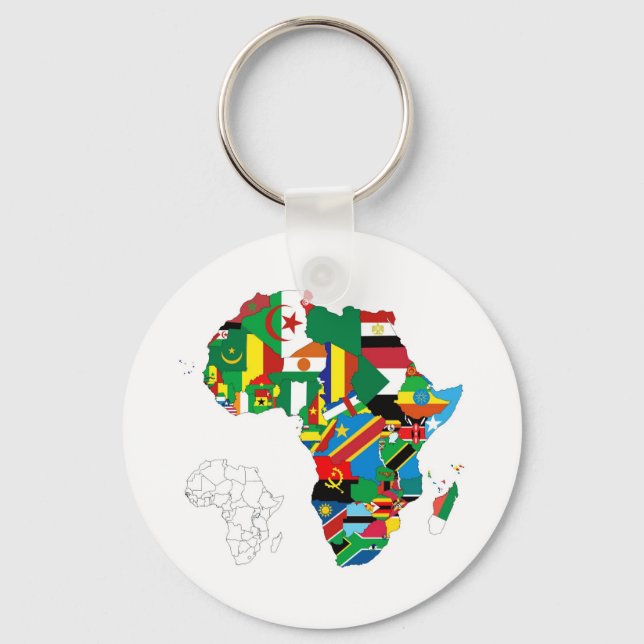 Afrika Kontinent Flagga Karta Nyckelring (Framsida)
