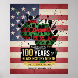 Afrika Kontinent USA Flagga Svart Historisk Affisc Poster
