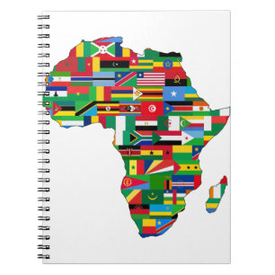 Afrika Kontinuerliga Land Flaggor Karta Anteckningsbok